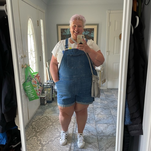 Ava & Viv 24W stretch denim shirt overalls shortalls - Picture 2 of 5